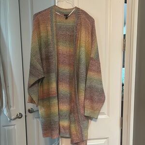 Multicolor Knit Open Cardigan
